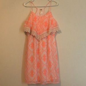 Coral and white dress